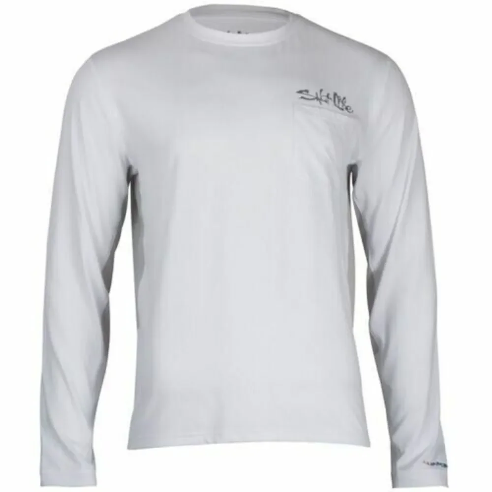 Men's SALT LIFE Fusion Performance Pocket Fishing Long Sleeve, WHITE SLM6088 XL - Picture 1 of 3